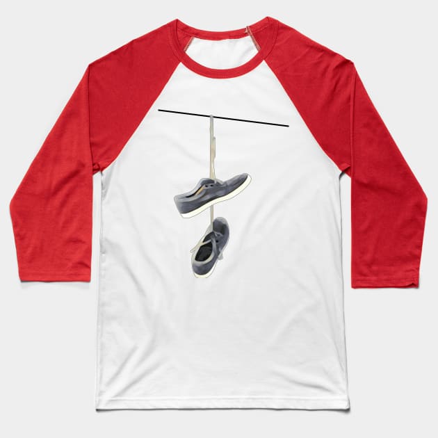 Shoes on a Wire Baseball T-Shirt by AKdesign